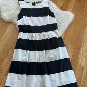 Black and White stripped fit and flare dress